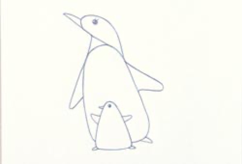 Colorful Penguin Pencil Drawing