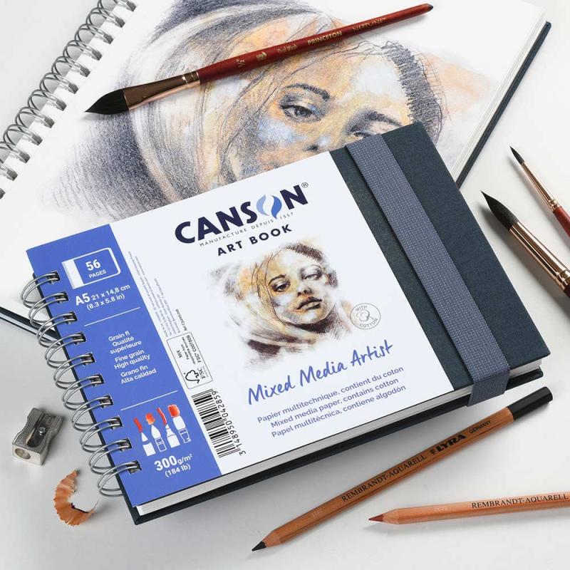 Canson Mixed Media Artist carnet de dessin, 28 feuilles, 300 g/m², ft 21 x  29,7 cm (A4) bij VindiQ Office