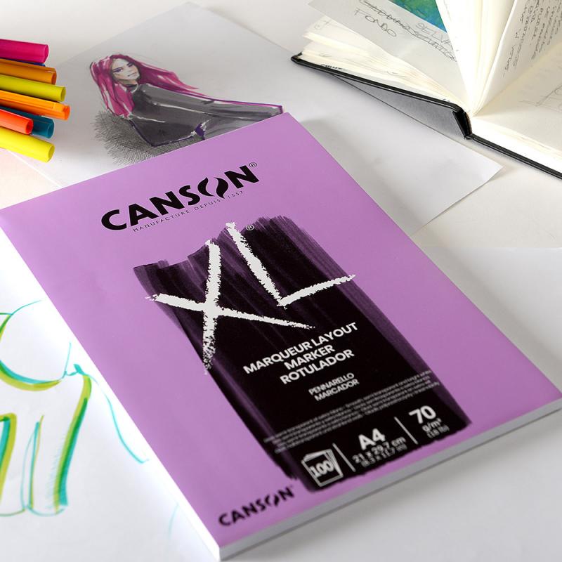 Canson Marker A4 pad Including 70 Sheets of 70gsm Layout bleedproof Paper:  high White and Ultra-Smooth