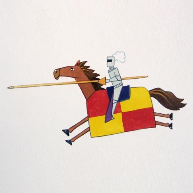 drawings of knights on horses